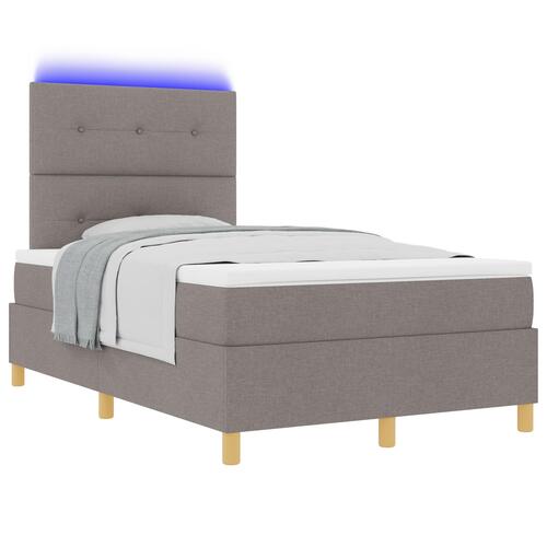 Box Spring Seng med Madras & LED Taupe 120x190 cm Stof