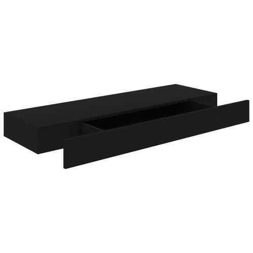 Svævehylde med skuffe 80x25x8 cm sort