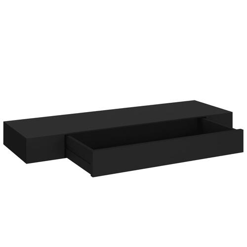 Svævehylde med skuffe 80x25x8 cm sort