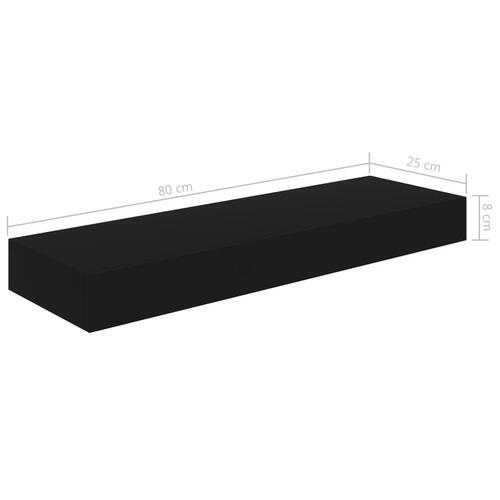 Svævehylde med skuffe 80x25x8 cm sort