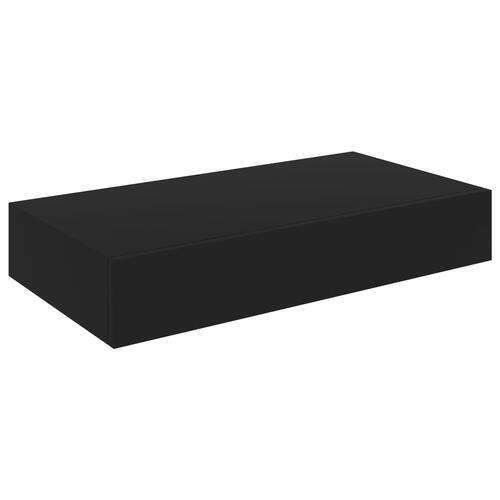 Svævehylde med skuffe 48x25x8 cm sort