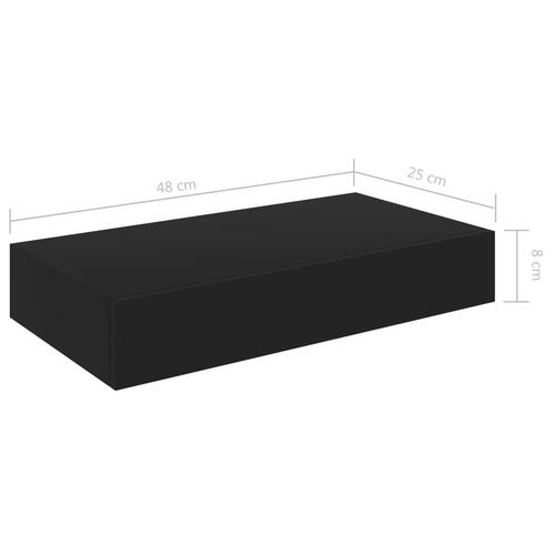 Svævehylde med skuffe 48x25x8 cm sort