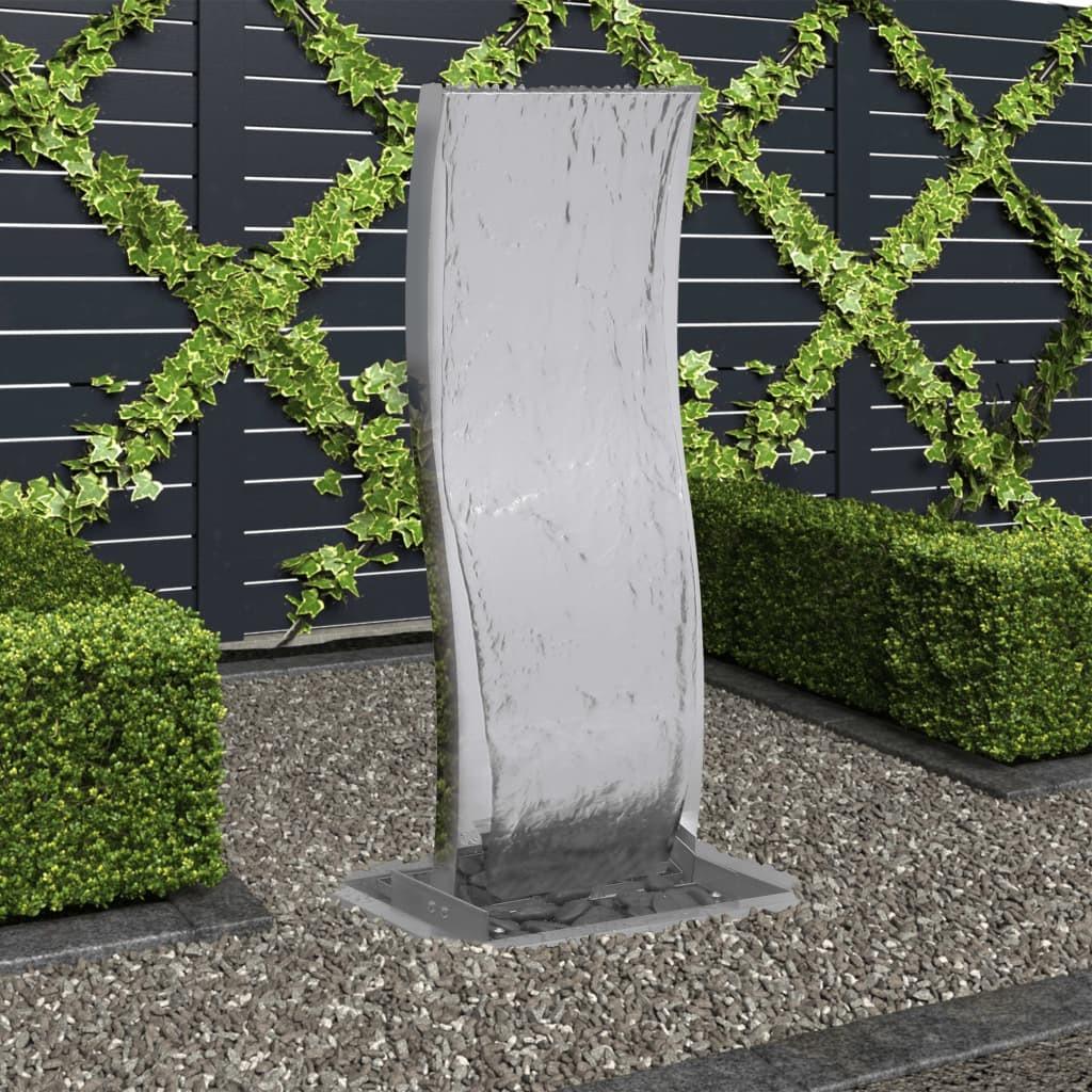 Havespringvand med pumpe 90 cm buet rustfrit stål