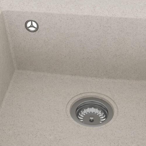 Køkkenvask med overløbshul granit beige