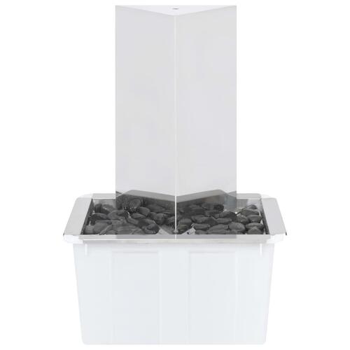 Havespringvand med pumpe 76 cm trekantet rustfrit stål