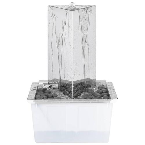 Havespringvand med pumpe 76 cm trekantet rustfrit stål