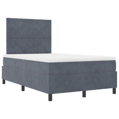 Boxspring Seng med Madras & LED Mørkegrå 120x190 cm Fløjl