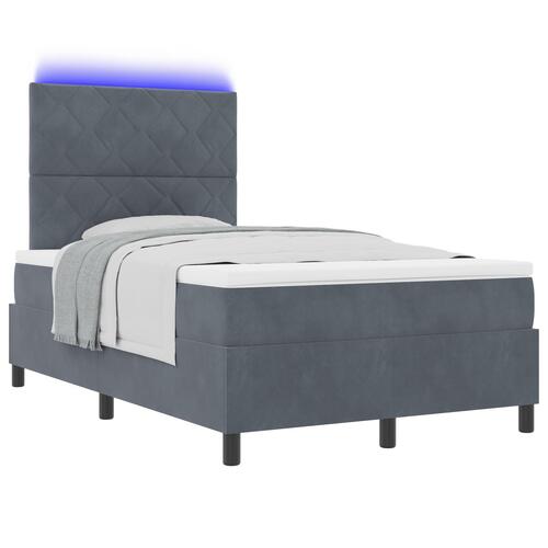 Boxspring Seng med Madras & LED Mørkegrå 120x190 cm Fløjl