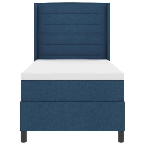 Boxspring Seng med Madras & LED Blå 90x200 cm Stof
