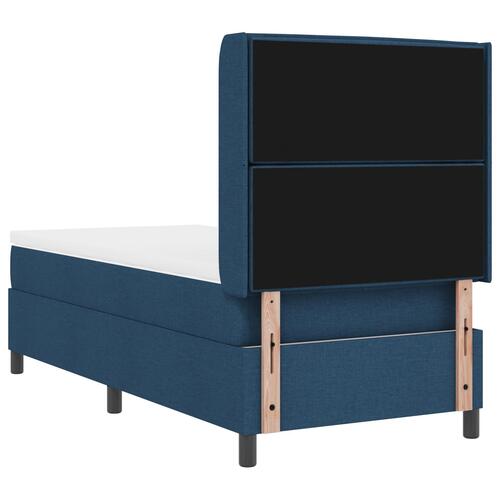 Boxspring Seng med Madras & LED Blå 90x200 cm Stof