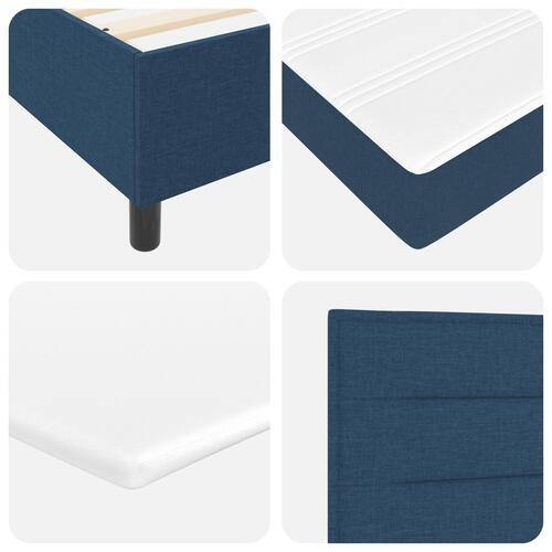 Boxspring Seng med Madras & LED Blå 90x200 cm Stof