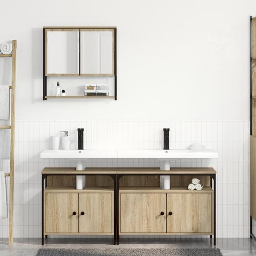 Badeværelsesskab med vask Sonoma Eg 80x30x60 cm Konstrueret træ