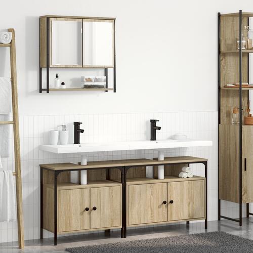 Badeværelsesskab med vask Sonoma Eg 80x30x60 cm Konstrueret træ