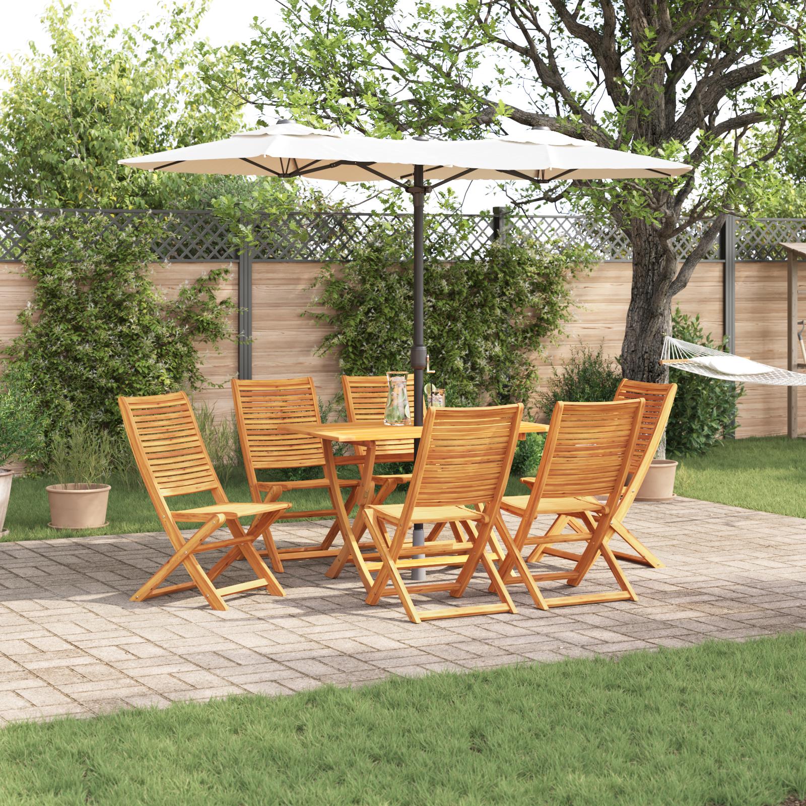 7-delt havemøbel sæt i solid akacietræ