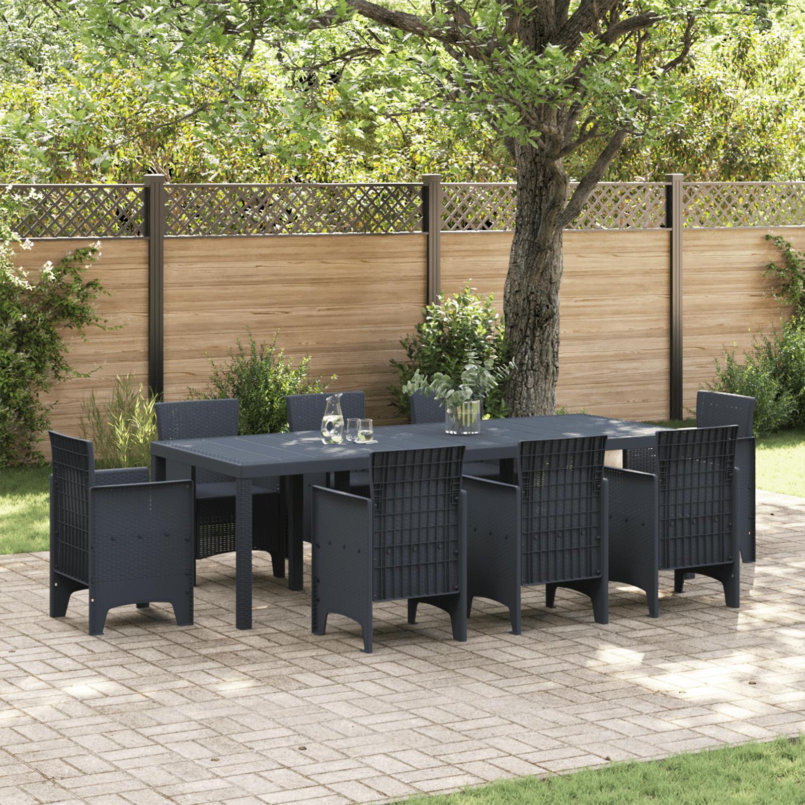 Havebord Antracit 250x100x73 cm Poly Rattan&& Havebord Antracit 100x100x73 cm Poly Rattan&& Havebord Antracit 150x100x73 cm Poly Rattan