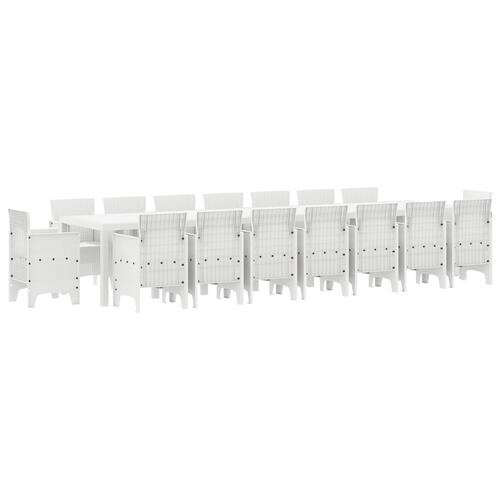 17 dele have spisebord sæt hvid polyrattan&& havebord hvid 250x100x73 cm polyrattan&& havebord hvid 150x100x73 cm polyrattan&& have stol 4 stk hvid polyrattan