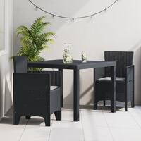 3-delt havemøbelsæt med puder antracit poly rattan