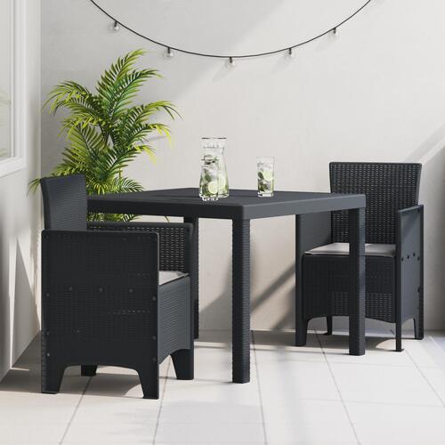 3-delt havemøbelsæt med puder antracit poly rattan