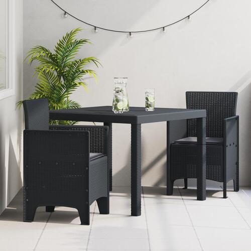 3 Dele Have Spisesæt med Puder Antracit Poly Rattan