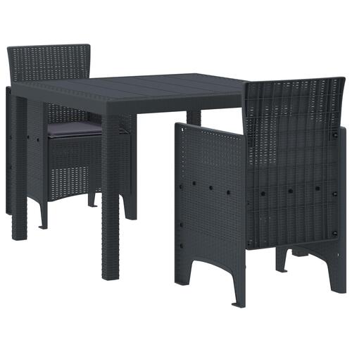 3 Dele Have Spisesæt med Puder Antracit Poly Rattan