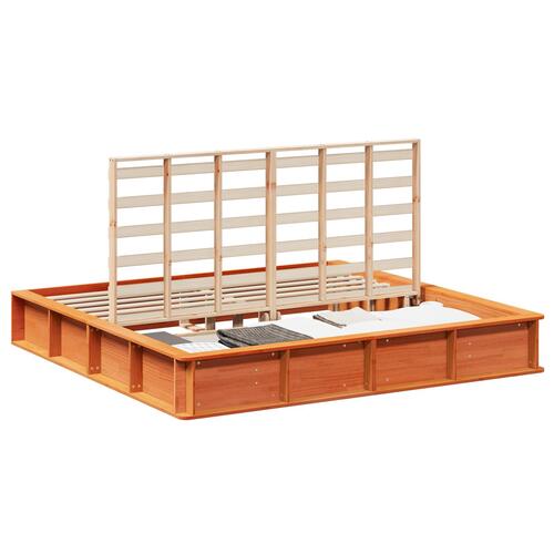 Sengestel med Lift-op opbevaring Voks brun 180x200 cm Massivt Træ Fyr