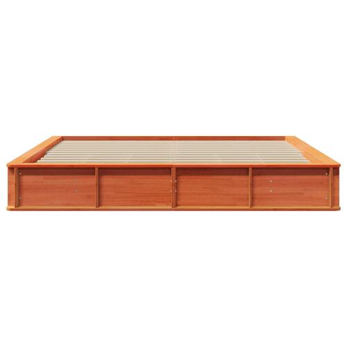 Sengestel med Lift-op opbevaring Voks brun 180x200 cm Massivt Træ Fyr