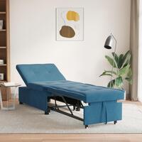 Sovesofa 3-i-1 Utrækningsdesign Blå Velour