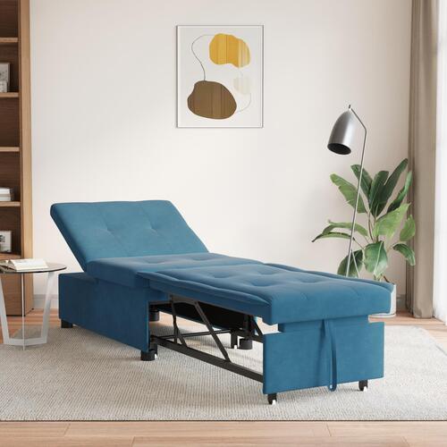 Sovesofa 3-i-1 Utrækningsdesign Blå Velour