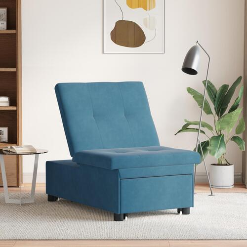 Sovesofa 3-i-1 Utrækningsdesign Blå Velour