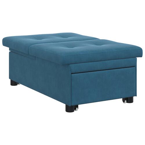 Sovesofa 3-i-1 Utrækningsdesign Blå Velour