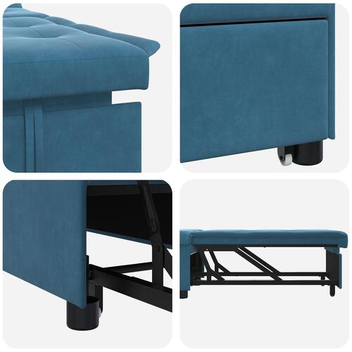 Sovesofa 3-i-1 Utrækningsdesign Blå Velour