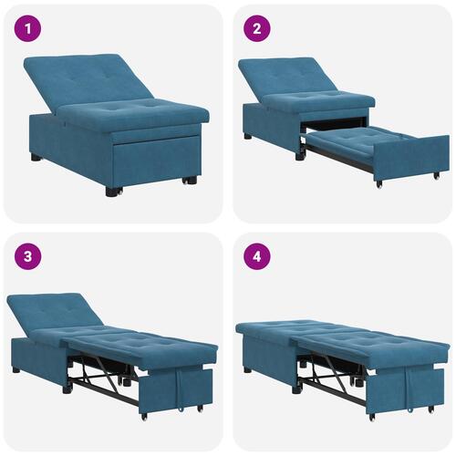 Sovesofa 3-i-1 Utrækningsdesign Blå Velour