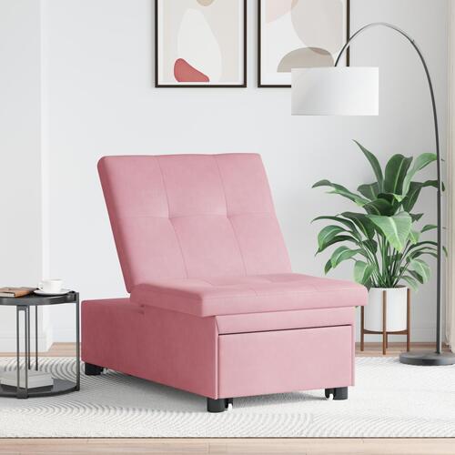 3-i-1 Udtræk Sovesofa i Rosa Fløjl