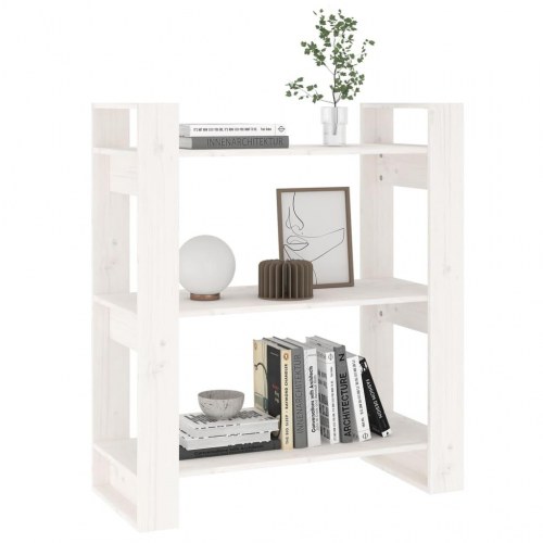 Bogreol/rumdeler i massivt fyrretræ - 80 × 35 × 91 cm, hvid