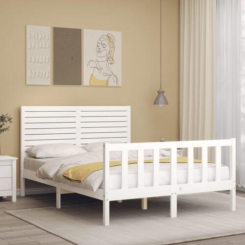 Sengeramme uden madras 140x190 cm massivt fyrretræ hvid