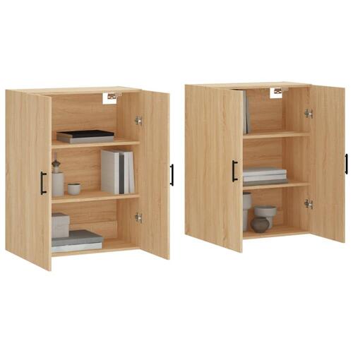 Vægskabe 2 stk. 69,5x34x90 cm sonoma-eg