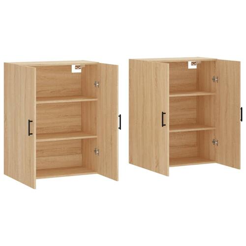 Vægskabe 2 stk. 69,5x34x90 cm sonoma-eg