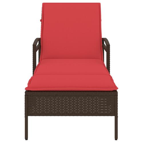 Liggestol med hynde brun 63x200x81 cm polyrattan (kun USA)