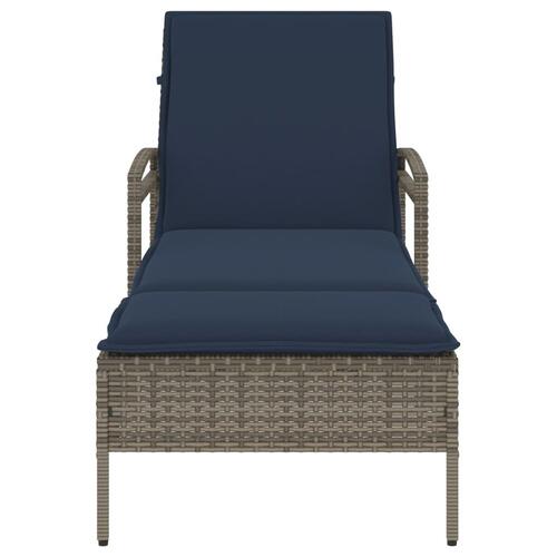 Liggestol med hynde grå 63x200x81 cm polyrattan (kun USA)