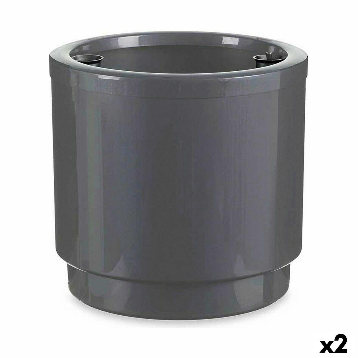 Selvvandende pot Sølvfarvet polypropylen (2 enheder) (38 x 37,5 x 38 cm)