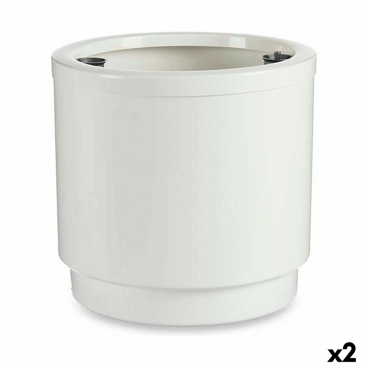 Selvvandende pot Hvid polypropylen (2 enheder) (38 x 37,5 x 38 cm)