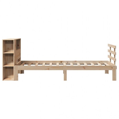 Seng med reol uden madras 75×190 cm - massivt fyrretræ