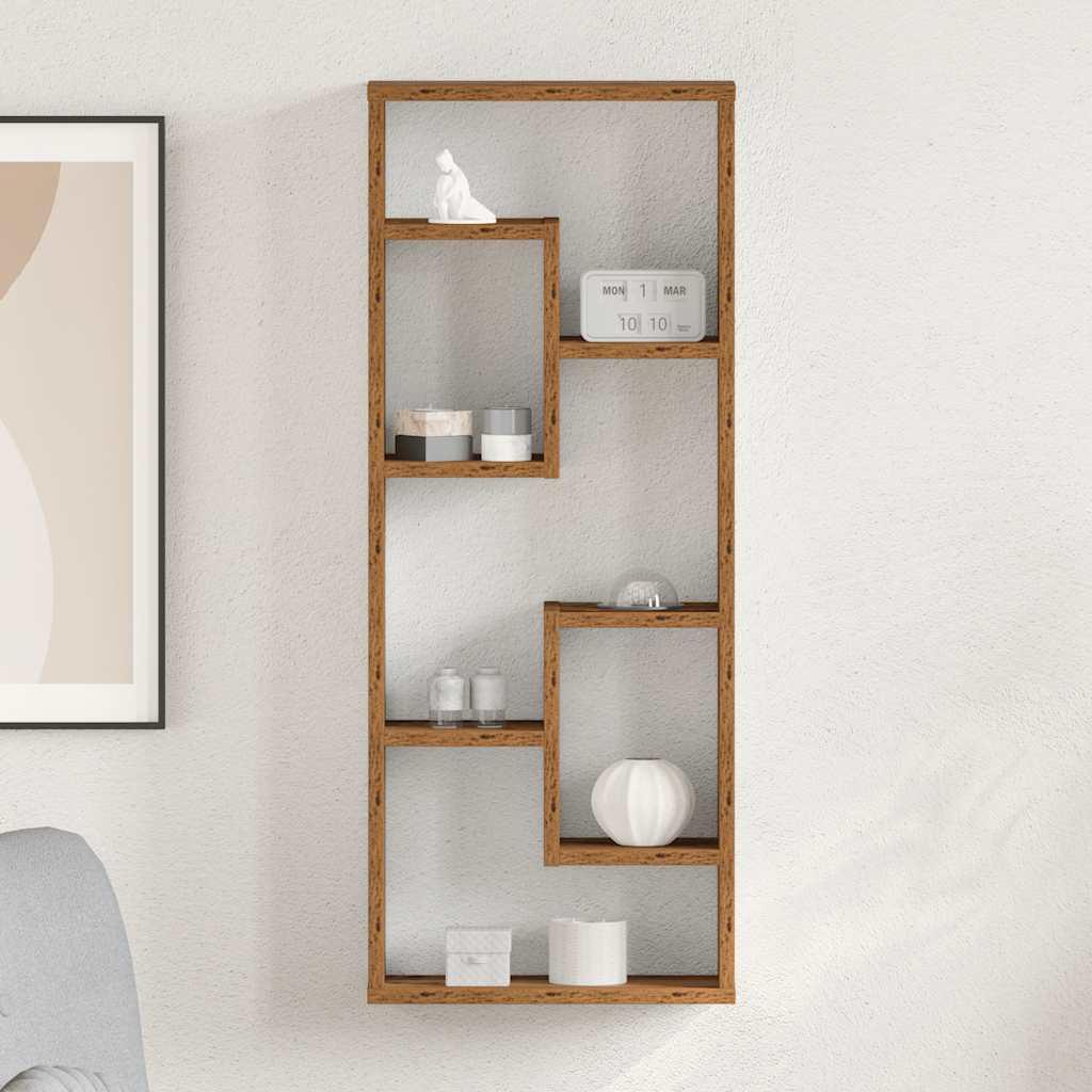 Vægreol gammelt træ 36x16x90 cm konstrueret træ