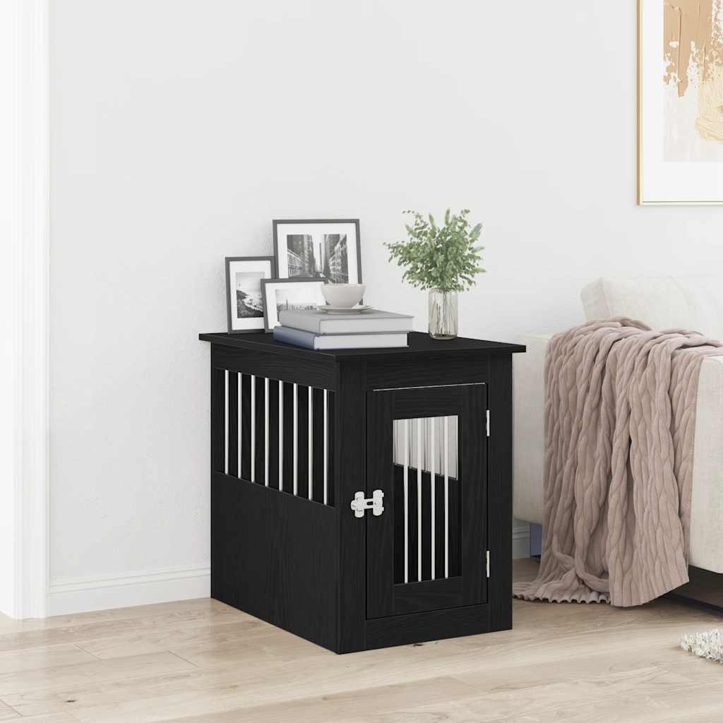 Hundeburmøbler sort egetræ 62x45x59 cm konstrueret træ