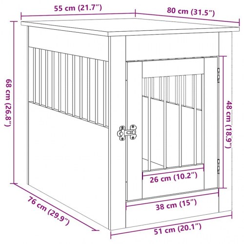 Hundebur sidebord i sort egetræ - 55 × 80 × 68 cm, konstrueret træ