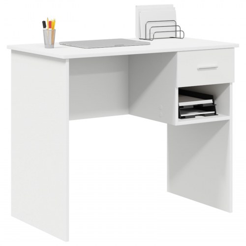 Skrivebord med opbevaring Hvid 90x49.5x75 cm Konstrueret træ