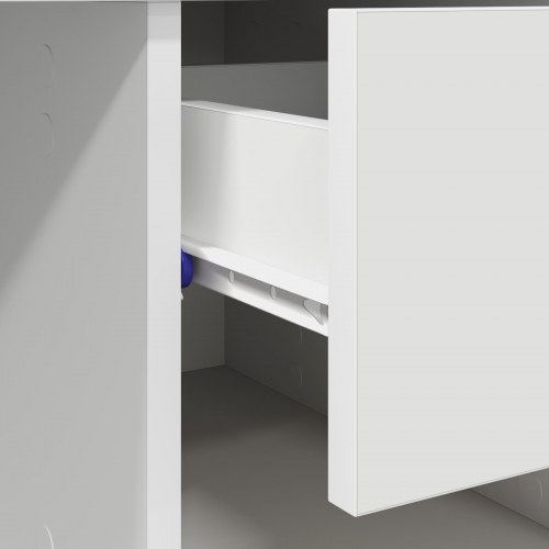 Skrivebord med opbevaring Hvid 90x49.5x75 cm Konstrueret træ