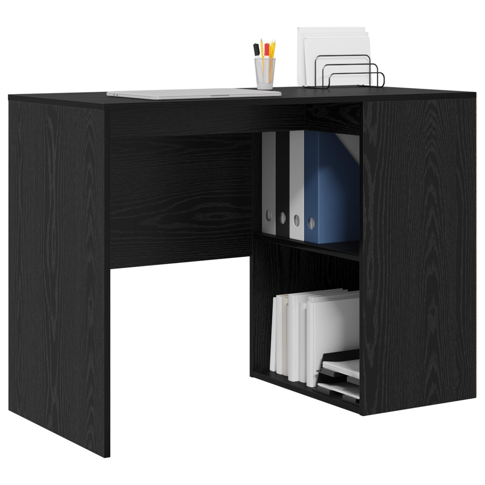 Skrivebord med hylde Sort eg 102 x 50 x 75 cm Konstrueret træ
