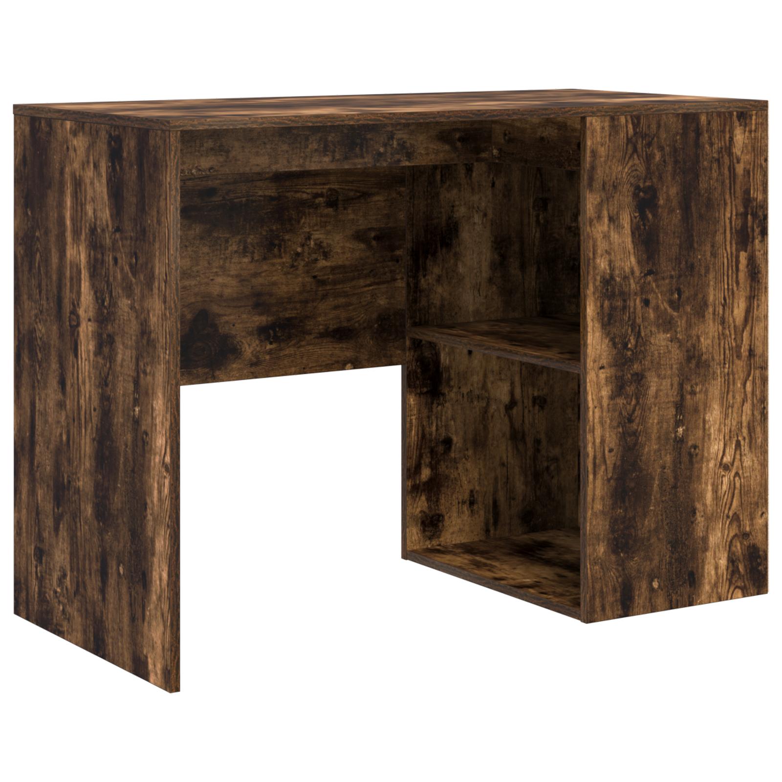 Skrivebord med hylde Røget eg 102 x 50 x 75 cm Konstrueret træ