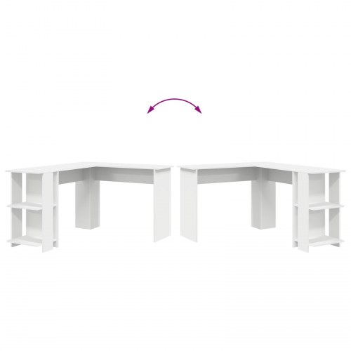 Hvidt Hjørneskrivebord Hvidt Konstrueret træ Stort Opbevaring